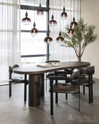 Eettafel Bobbie - 215cm - Zwart/Bruin - 96249